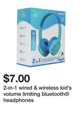Five Below 2-in-1 wired & wireless kid's volume limiting bluetooth® headphones offer