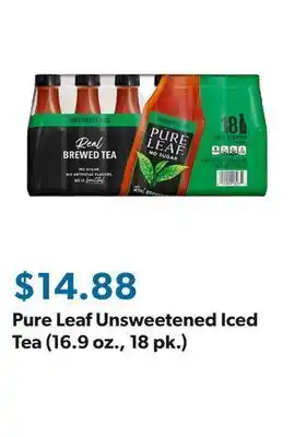 Sam's Club Pure leaf unsweetened iced tea (16.9 oz., 18 pk.) offer