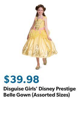 Sam's Club Disguise girls' disney prestige belle gown (assorted sizes) offer