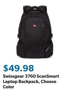 Sam's Club Swissgear 3760 scansmart laptop backpack, choose color offer