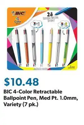 Sam's Club Bic 4-color retractable ballpoint pen, med pt. 1.0mm, variety (7 pk.) offer