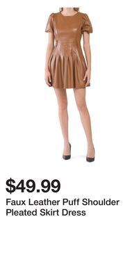 TJ Maxx Faux leather puff shoulder pleated skirt dress offer