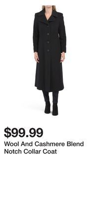 TJ Maxx Wool and cashmere blend notch collar coat offer
