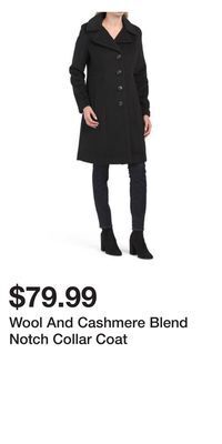 TJ Maxx Wool and cashmere blend notch collar coat offer