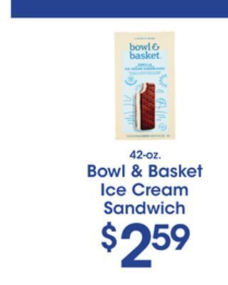 Price Rite Bowl & basket ice cream sandwich offer