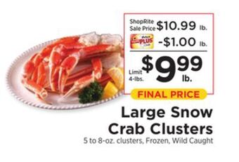 ShopRite Large snow crab clusters offer