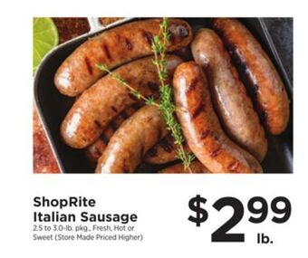 ShopRite Italian sausage offer