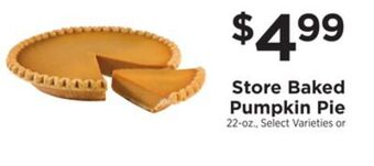 ShopRite Store baked pumpkin pie offer