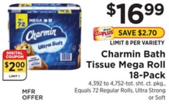 ShopRite Bath tissue mega roll 18-pack offer