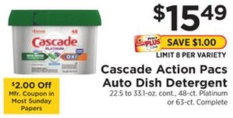 ShopRite Action pacs auto dish detergent offer