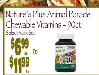 Wild By Nature Nature's plus animal parade chewable vitamins offer