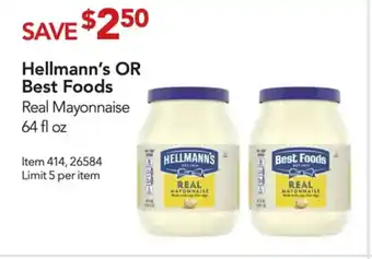 Hellman's OR Best Foods Real Mayonnaise 64 fl oz.,
