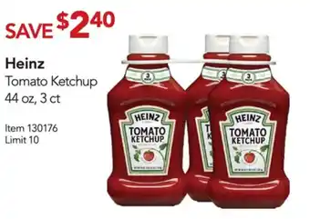 Costco Heinz Tomato Ketchup 44 oz., 3 ct offer