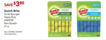 Costco Scotch-Brite Scrub Sponges Heavy Duty AND/OR Non-Scratch 21 ct offer