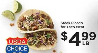 Food 4 Less Steak picado for taco meat offer