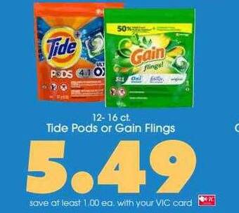 Harris Teeter Tide pods or gain flings offer