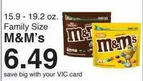 Harris Teeter Family size m&m's offer