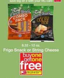 Harris Teeter Frigo snack or string cheese offer