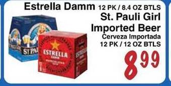 Sellers Bros Estrella damm st. pauli girl imported beer offer