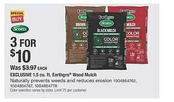The Home Depot 1.5 cu ft earthgro wood mulch offer