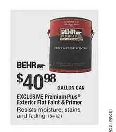 The Home Depot Premium plus exterior flat paint & primer behr offer