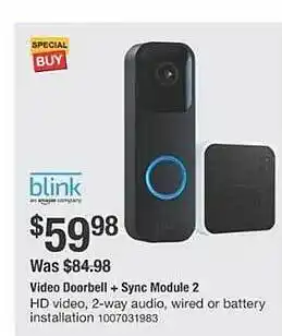The Home Depot Video doorbell + sync module 2 blink offer