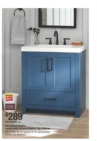 The Home Depot Radien vanity with cultured marble top & mirror offer