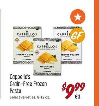 Sprouts Farmers Market Cappello's grain-free frozen pasta offer