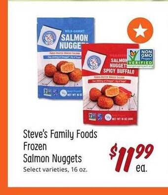 Sprouts Farmers Market Steve's family foods frozen salmon nuggets offer
