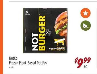 Sprouts Farmers Market Notco frozen plant-based patties offer