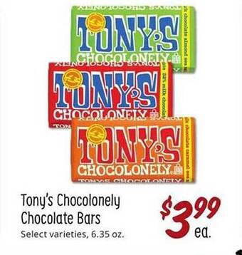 Sprouts Farmers Market Tony's chocolonely chocolate bars offer