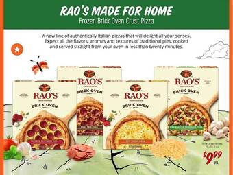 Sprouts Farmers Market Rao's made for home frozen brick oven crust pizza offer