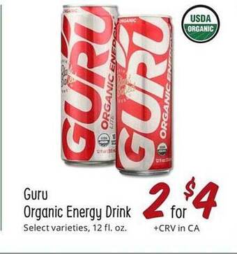 Sprouts Farmers Market Guru organic energy drink offer