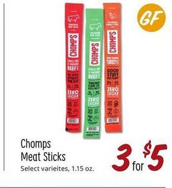 Sprouts Farmers Market Chomps meat sticks offer