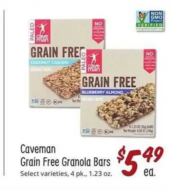 Sprouts Farmers Market Caveman grain free granola bars offer