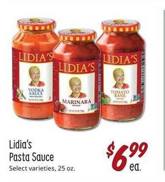 Sprouts Farmers Market Lidia's pasta sauce offer