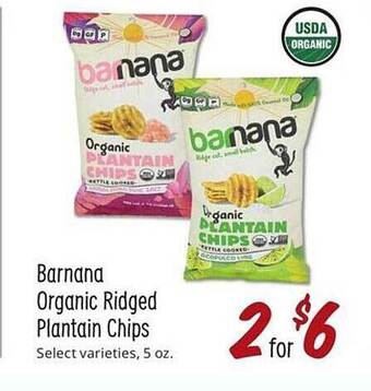 Sprouts Farmers Market Barnana organic ridged plantain chips offer