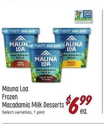 Sprouts Farmers Market Mauna loa frozen macadamia milk desserts offer