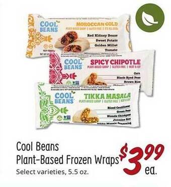 Sprouts Farmers Market Cool beans plant-based frozen wraps offer