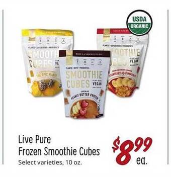 Sprouts Farmers Market Live pure frozen smoothie cubes offer