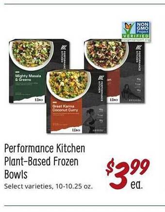 Sprouts Farmers Market Performance kitchen plant-based frozen bowls offer
