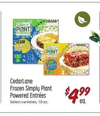 Sprouts Farmers Market Cedarlane frozen simply plant powered entrées offer