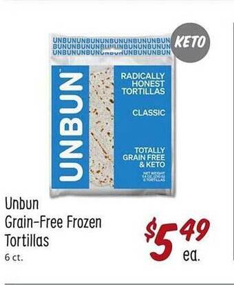 Sprouts Farmers Market Unbun grain-free frozen tortillas offer