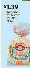 Aldi Romero's white corn tortillas offer