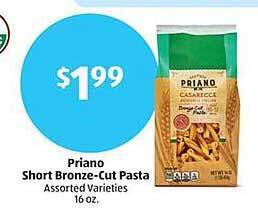 Aldi Priano short bronze-cut pasta offer