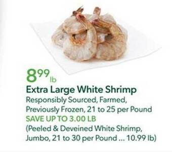 Publix Extra large white shrimp offer
