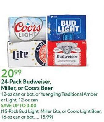 Publix 24-pack budweiser miller or coors beer offer