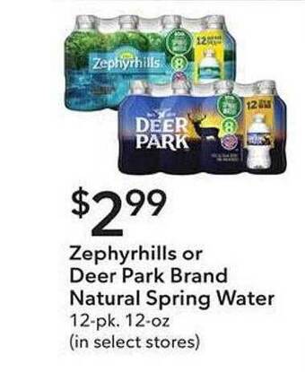 Weis Markets Zephyrhills or deer park brand natural spring water offer