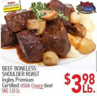 Ingles Markets Beef boneless shoulder roast ingles premium certified offer