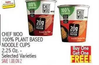 Ingles Markets Chef woo 100% plant based noodle cups offer